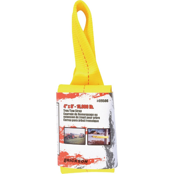Erickson 4 In. x 6 Ft. 15,000 Lb. Polyester Tow Strap with Loops, Yellow 09506 548414