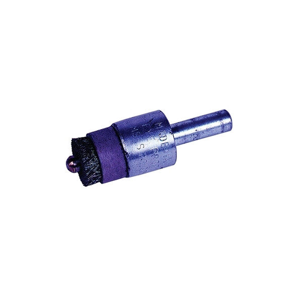 Stem-Mounted Pilot Bonding Brush, Stainless Steel, 1/2 in x 0.004 in, 20,000 rpm, 1/8 in dia Pilot
