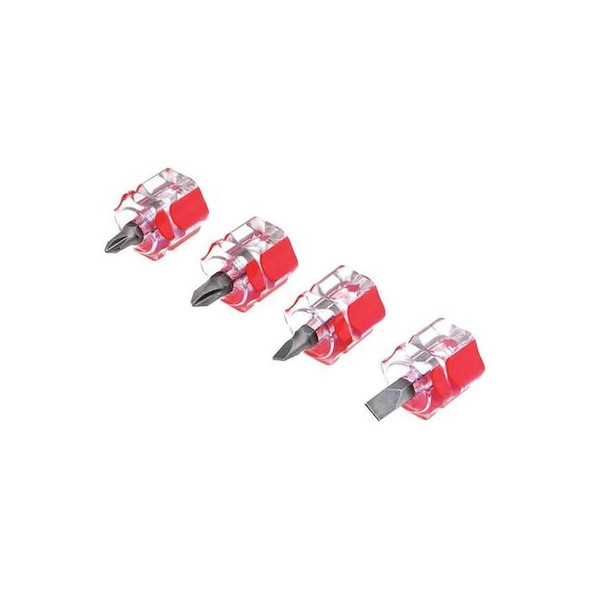 Performance Tool MiniScrDrv,Phl,#1;#2;3/16in;1/4in,,Round W80004 Pack of 4