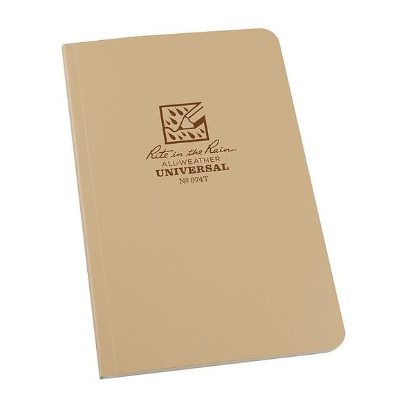 Rite in the Rain Pocket Book,64 Sheets,Tan Cover,32lb 974T