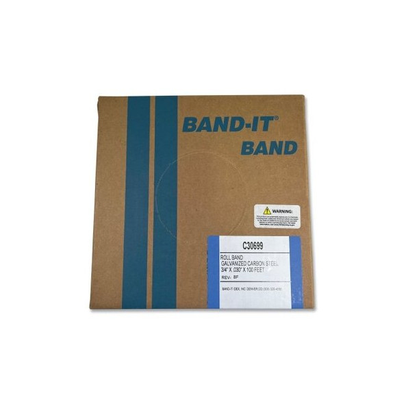 Bands, 3/4 in, 100 ft, 0.03 in, Galvanized Carbon Steel