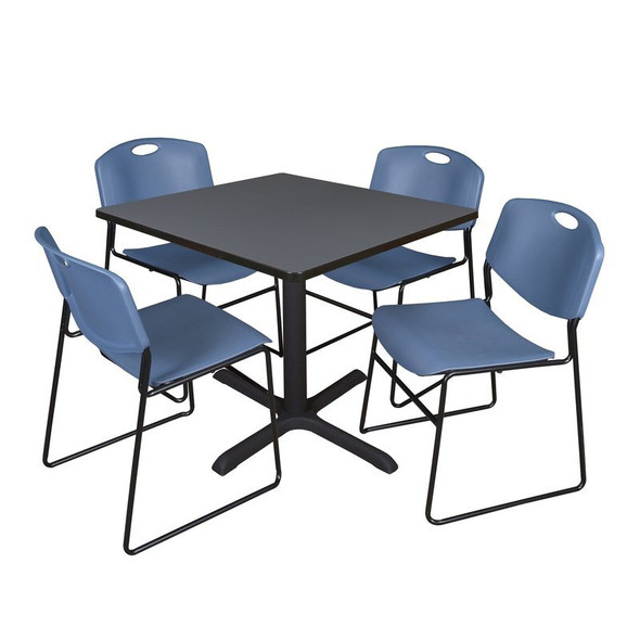 Cain Cain Square Table & Chair Set, Wood, Metal, Polypropylene Top TB3636GY44BE