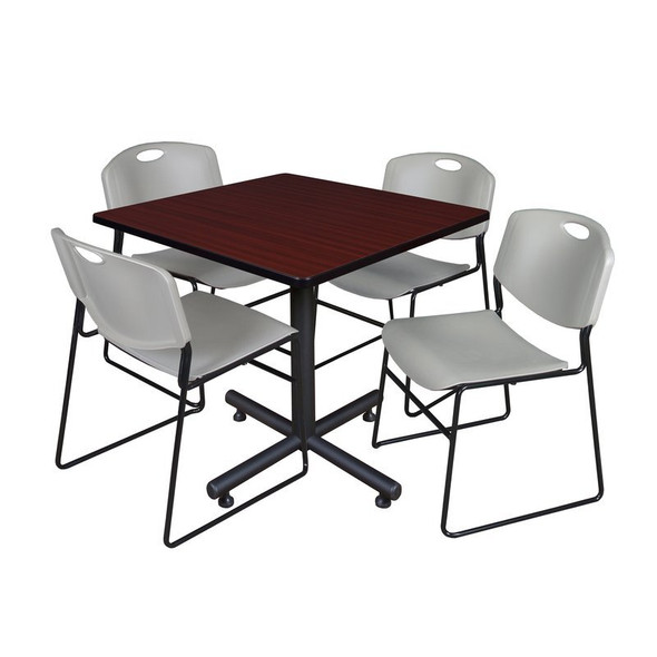 Kobe Kobe Square Table & Chair Set, Wood, Metal, Polypropylene Top TKB3636MH44GY