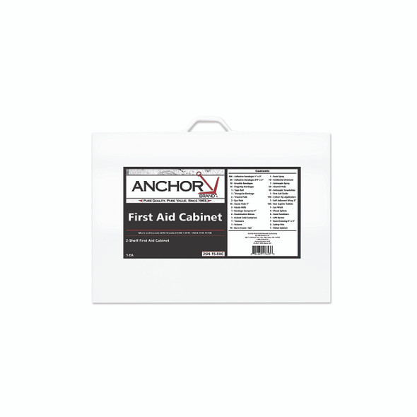 2 Shelf Person First Aid Cabinet, ANSI Z308.1-2015, Steel Cabinet, Includes 500 Pieces
