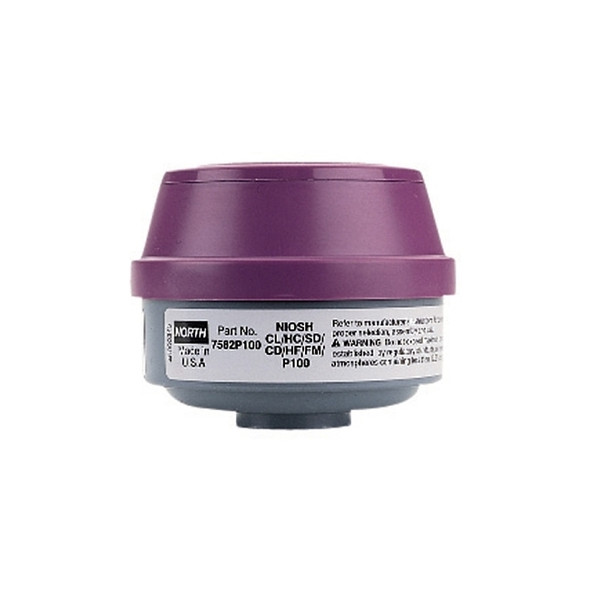 Combination Gas and Vapor Cartridge,White/Magenta, Acid Gas, P100 Filter