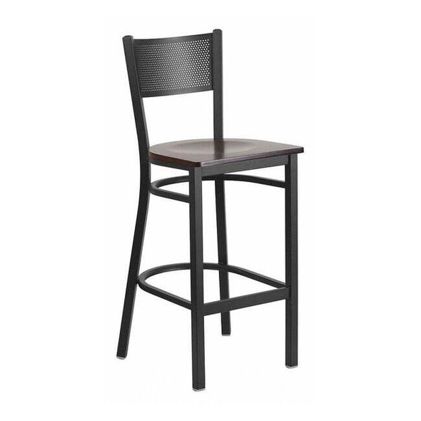 Restaurant Stool,Grid Back,Walnut Seat