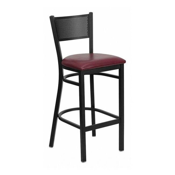Restaurant Stool,Grid Back,Burgundy Sea