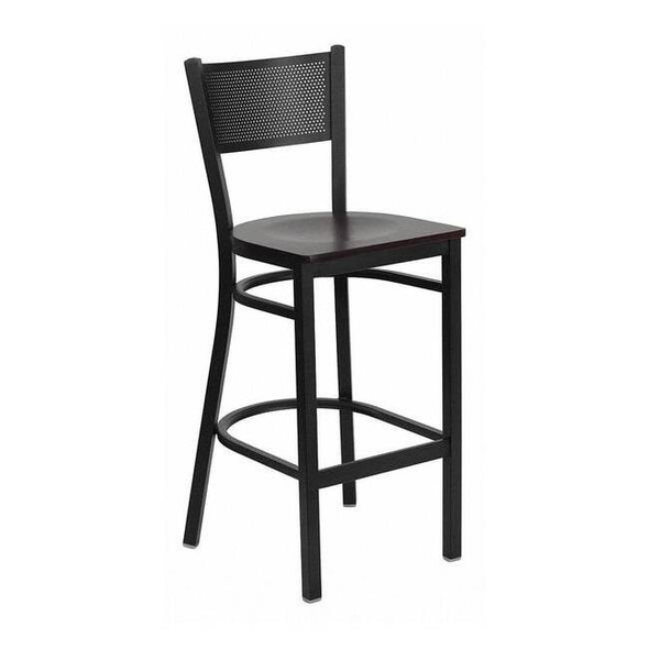 Restaurant Stool,Grid Back,Mahogany Sea
