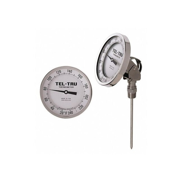 Tel-Tru Analog Dial Thermometer,Stem 2-1/2" L AA575R-0202