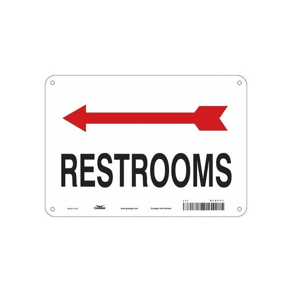 Condor RESTROOMS, 10 in W x 7 in H, Vertical Rectangle, Aluminum, 473Y71 473Y71