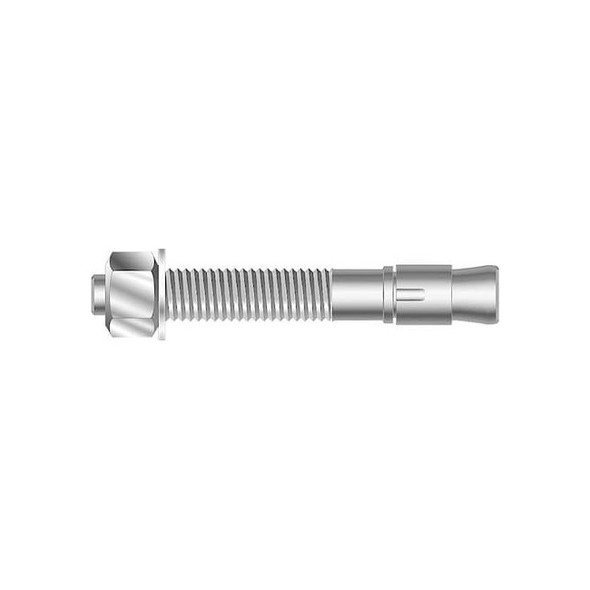 Wedge Anchor, 3/4 in Dia., 12 in L, Stainless Steel Plain, 4 PK