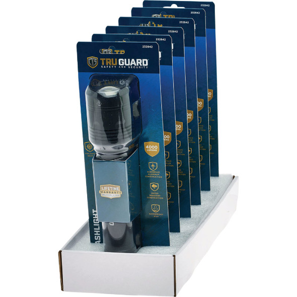 TruGuard 4000 Lm. LED Tactical Flashlight TG-4KFLOOD-6-12 Pack of 12 556120