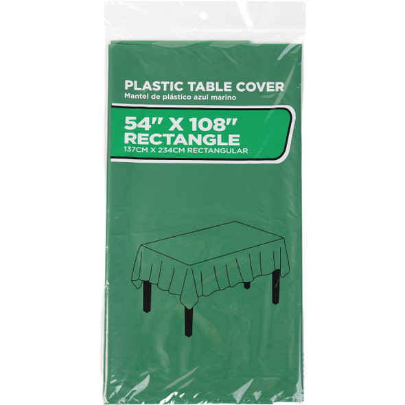 54 In. x 108 In. Hunter Green Rectangular Plastic Table Cover WM00973821