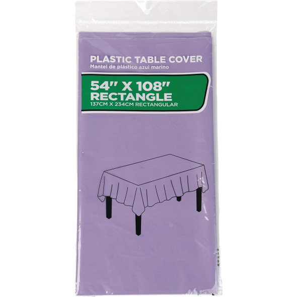 54 In. x 108 In. Lavender Rectangular Plastic Table Cover WM00976708