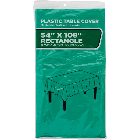 54 In. x 108 In. Emerald Green Rectangular Plastic Table Cover WM00971909