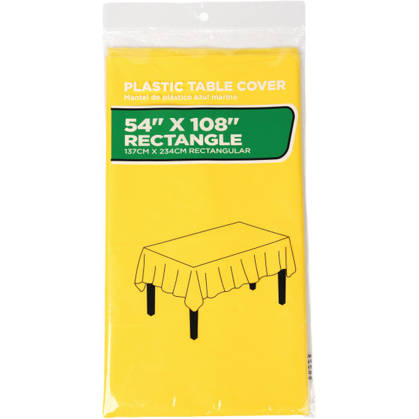 54 In. x 108 In. Pastel Yellow Rectangular Plastic Table Cover WM00972057