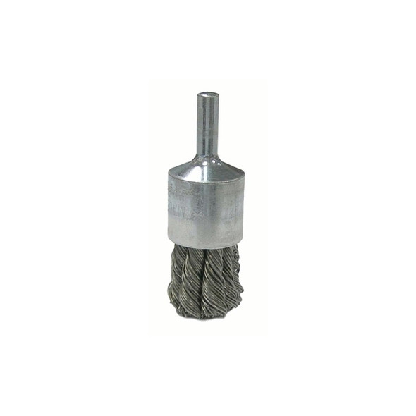 Vortec Pro Stem Mtd Knot Wire End Brushes, Carbon, 3/4 in Dia, .02 Wire