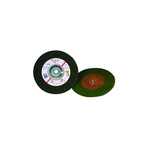 Green Corps Depressed Center Wheel, 7 in Dia, 1/4 in Thick, 5/8 Arbor, 36 Grit
