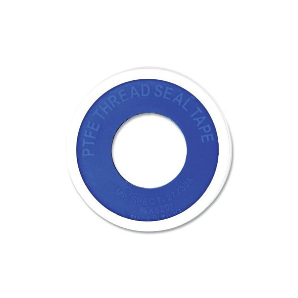 PTFE Pipe Thread Tape, 520 in L, 3/4 in W, 3 mil, White Pack of 144
