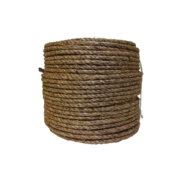 Twisted Manila Rope, 600 ft L, Manila, Natural, 1/2 in dia, 3 Strand
