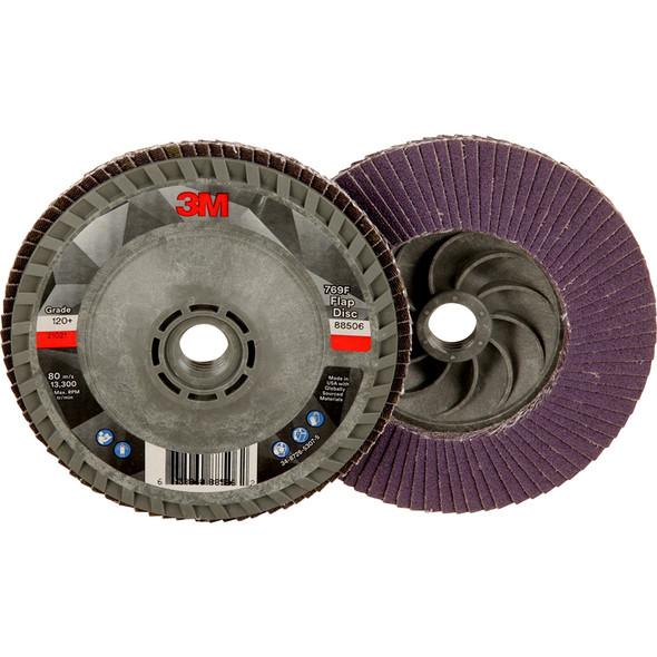 Flap Disc 769F, 120+, T29 Quick Change, 4-1/2 in x 5/8 in-11 7100242990