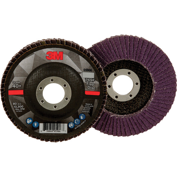 Flap Disc 769F, 40+, T29, 4-1/2 in x 7/8 in 7100178130