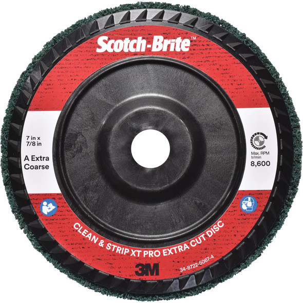 Scotch-Brite Clean/ Strip XTPro ExtraCut Disc XC-DC A/O ExtraCoarse Green 7inx7/8 in Type 27 7100175508