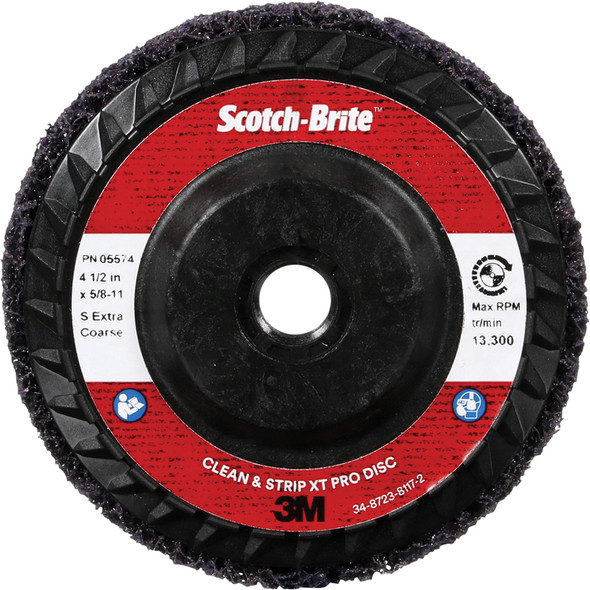 Scotch-Brite Clean and Strip XT Pro Disc XO-DC SiC Extra Coarse Purple, 4-1/2inx5/8"-11 Type 27 7100176093