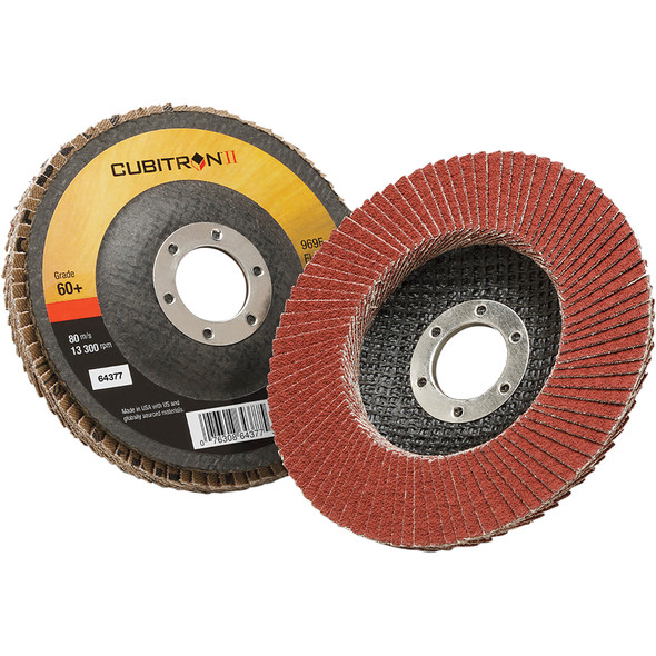 Cubitron™ II Flap Disc 969F, 60+, T27, 4-1/2 in x 7/8 in 7100104940