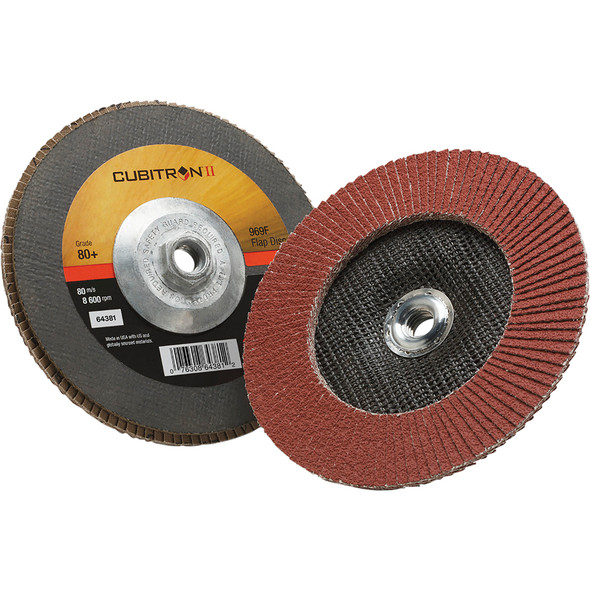 Cubitron™ II Flap Disc 969F, 80+, T27 Quick Change, 7 in x 5/8"-11 7100104924