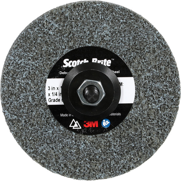 Scotch-Brite™ Deburr & Finish PRO Unitized Wheel, DP-UW, 6C Medium+, 3 in x 1/4 in x 1/4 in 7100053419