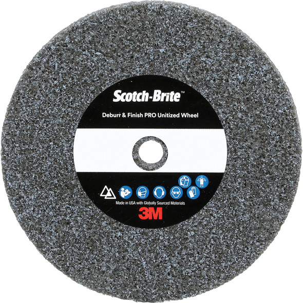 Scotch-Brite™ Deburr & Finish PRO Unitized Wheel, DP-UW, 6C Medium+, 3 in x 3/4 in x 1/4 in 7100053421