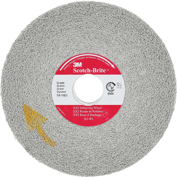 Scotch-Brite™ EX2 Deburring Wheel, X2-WL, 8S Fine, 8 in x 1/2 in x 3 in 7100089708