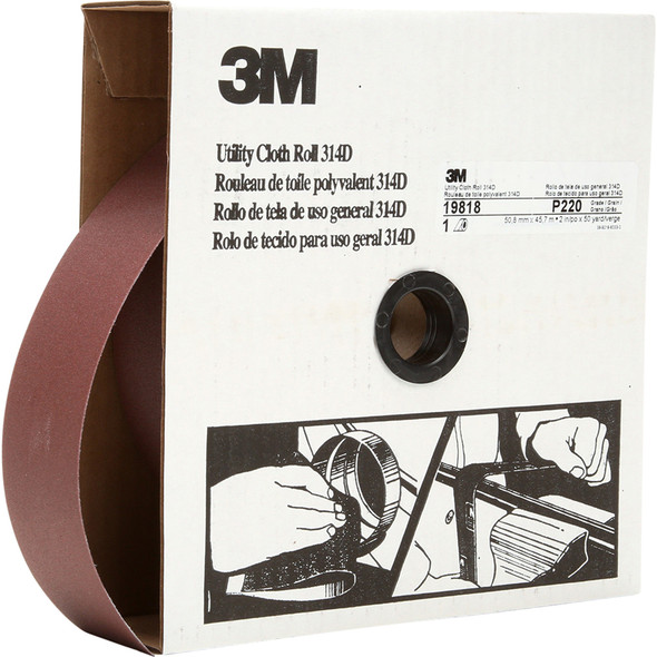Utility Cloth Roll 314D, P220 J-weight, 2 in x 50 yd 7000118538