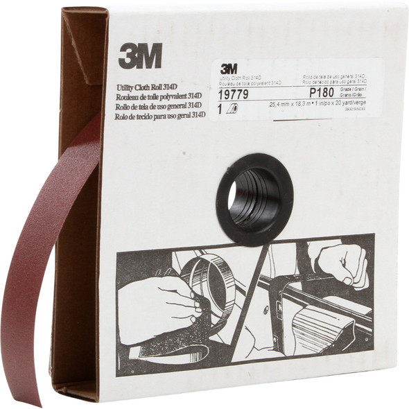 Utility Cloth Roll 314D, P180 J-weight, 1 in x 20 yd 7000118501