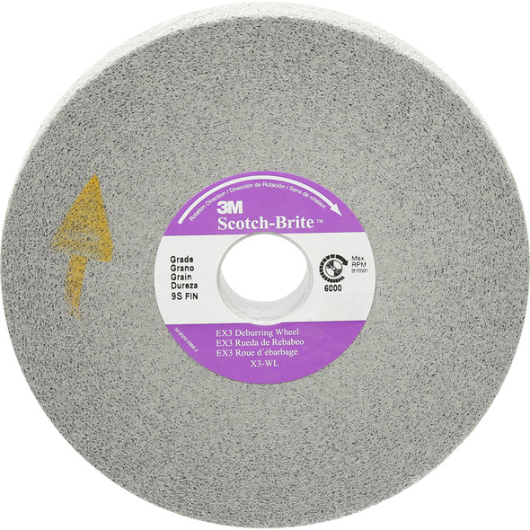 Scotch-Brite™ EX3 Deburring Wheel, X3-WL, 9S Fine, 8 in x 1 in x 3 in 7000046116