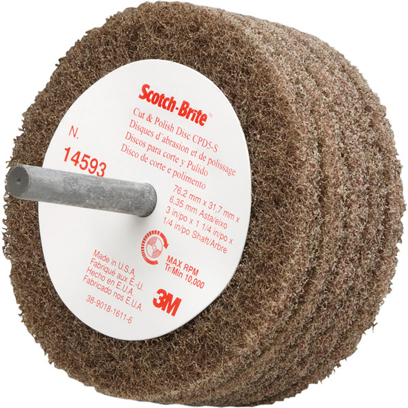 Scotch-Brite™ Cut and Polish Disc D5, 3 in x 1-1/4 in x 1/4 in A MED 7000045941