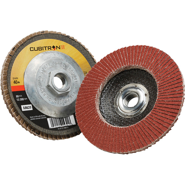 Cubitron™ II Flap Disc 967A, 40+, T29 Quick Change, 4-1/2 in x 5/8"-11 7100049935