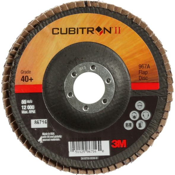 Cubitron™ II Flap Disc 967A, 40+, T29, 5 in x 7/8 in 7000148197