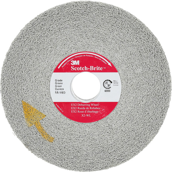 Scotch-Brite™ EX2 Deburring Wheel, X2-WL, 8A Medium, 8 in x 1 in x 3 in 7000120916