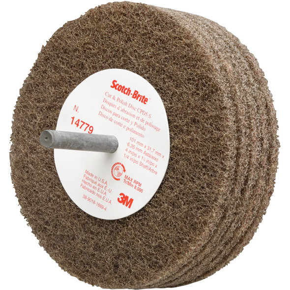 Scotch-Brite™ Cut and Polish Disc D5, 4 in x 1-1/4 in x 1/4 in A MED, 10 ea/Case 7000120710