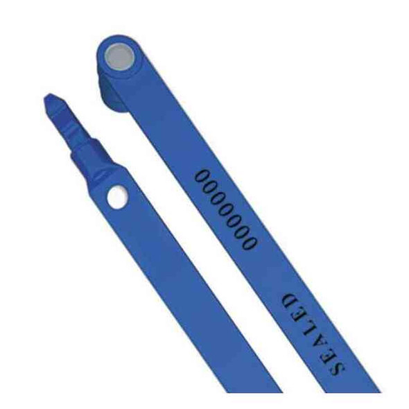 Universeal Lock Seal 7-29/32" x 3/64", Plastic, Blue, Pk50 UFR-TS BLUE50