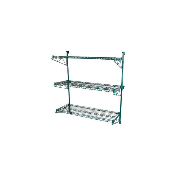 Nexel Poly-Green Adjustable Wall Mount Wire Shelving 3 Shelf Starter 48""Wx24""D