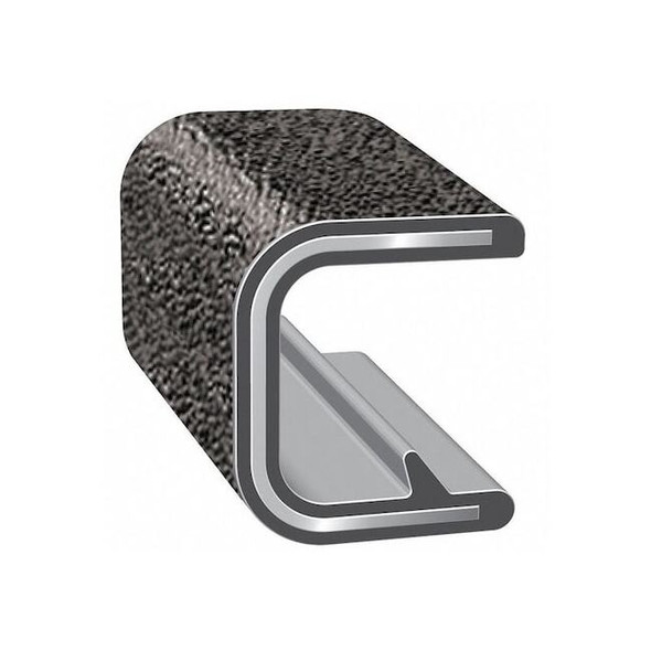 Trim-Lok Edge Trim, 250 ft L,Black, PVC, 3/8 in W 100B3X3/16-250