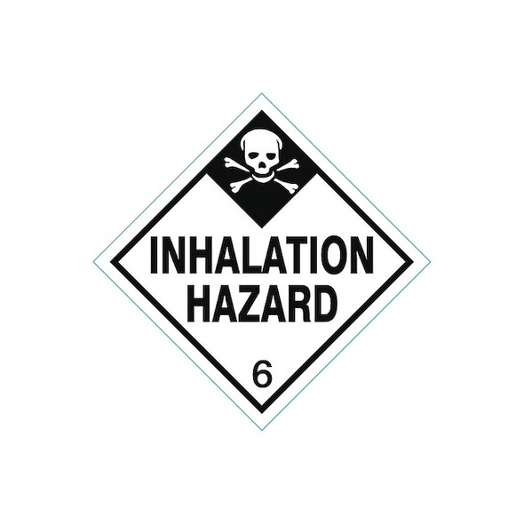 Inhalation Hazard DOT Label, Class 6, Black/White, Pk100