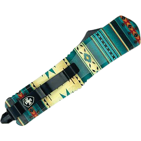 GenII Small Premium Alloy Saddle Blanket Teal Drop Point Serrated  440C Black S-SBT-63-1