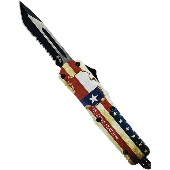 GenII Small Premium Alloy Texan Tanto Serrated 440C Silver S-TX-53-2