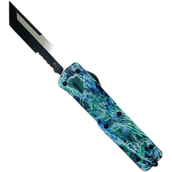 Slim Premium Aluminum Lightweight Mossy Oak Seafoam Tanto Serrated Black D2 MA-MOS-52-1