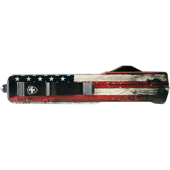 Slim Premium Aluminum Lightweight Wood US Flag Dagger Black D2 MA-WUS-12-1