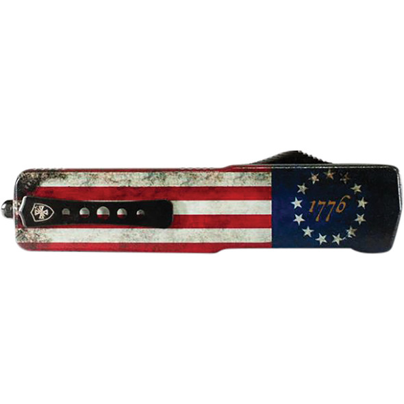 Large Premium Aluminum Lightweight Betsy Ross Flag Tanto Serrated Black D2 LA-BRF-52-1